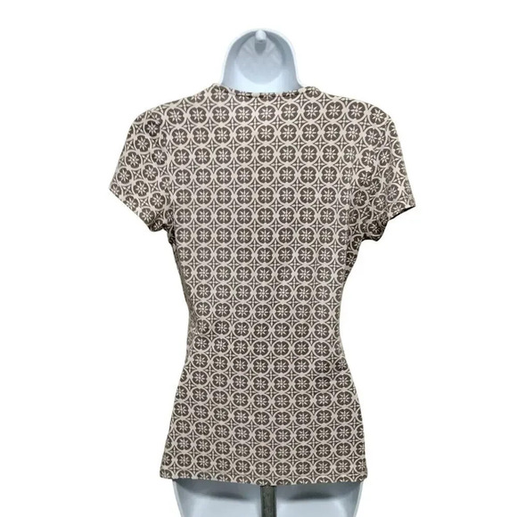 Boden Size 8R Taupe Abstract Side Gather Short Sleeves Fitted Top Causal Work - Picture 4 of 10